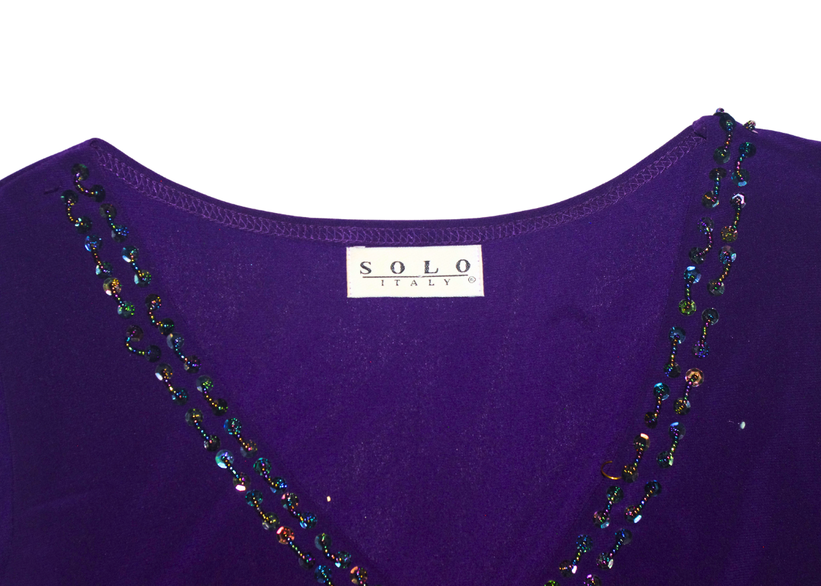 Deep Purple Floaty Twilight Diamanté Sequin Dress