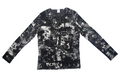 Camaïeu Black & White Graphic Mesh Long Sleeve Top
