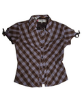 Purple Grey Check short Sleeve Shirt / Blouse