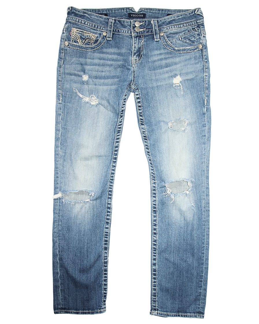 Vigoss Distressed Straight Leg Jeans