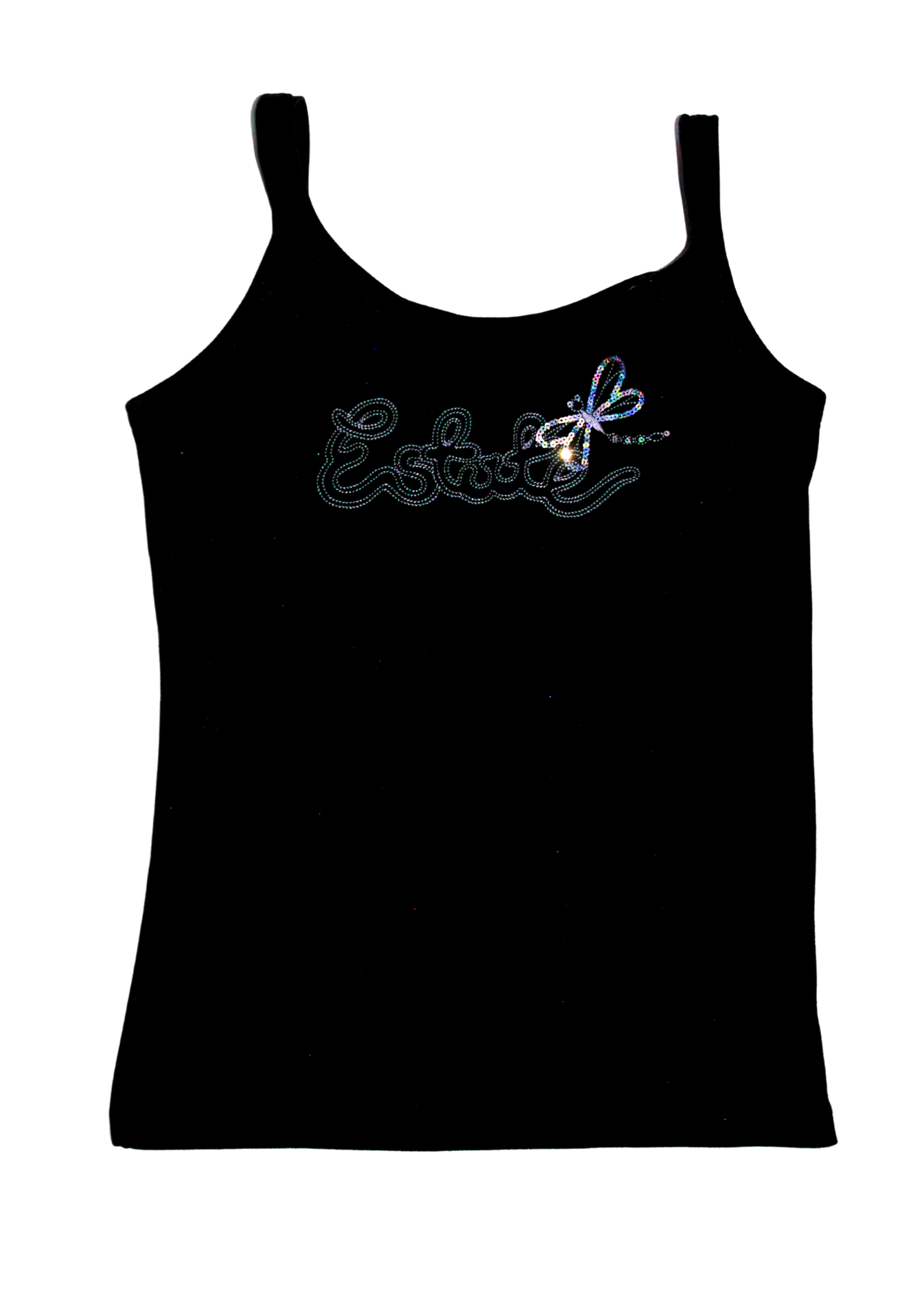 Black Embroided 90s Italian Vintage Tank top