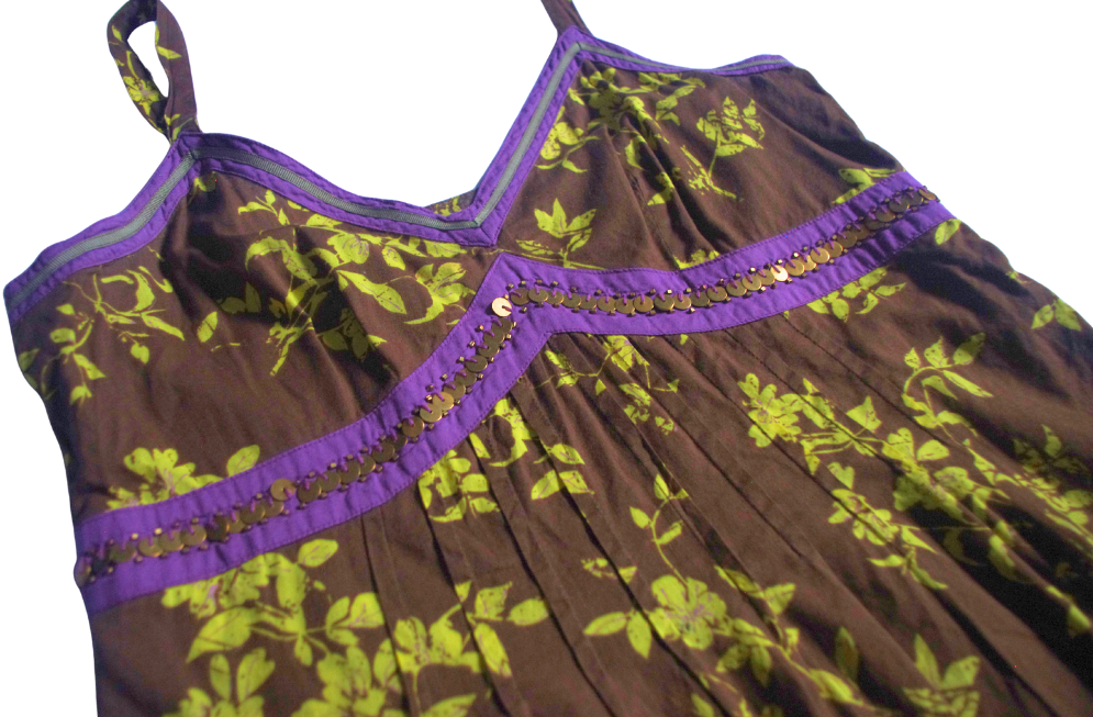 Brown Floral Embellished Cami Top