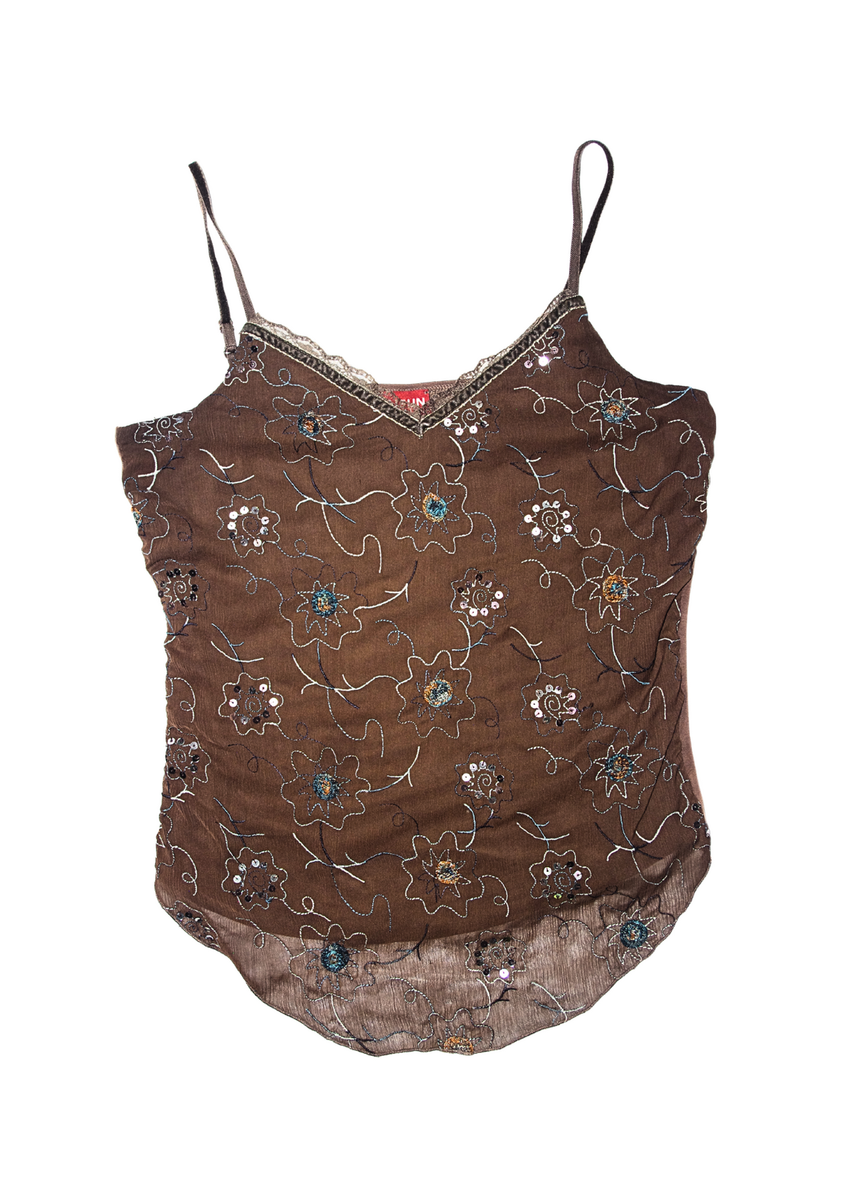 Vintage Y2K Taifun Embroidered Brown Cami