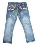 Y2K Floral Embellished Denim Capri Jeans