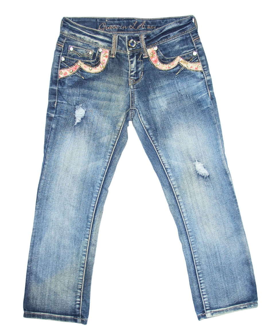 Y2K Floral Embellished Denim Capri Jeans