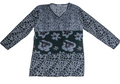 Black and Grey Floral Patchwork Mesh Long Sleeve