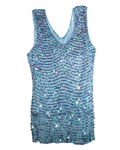 Blue Sequin Knit Sleeveless Top