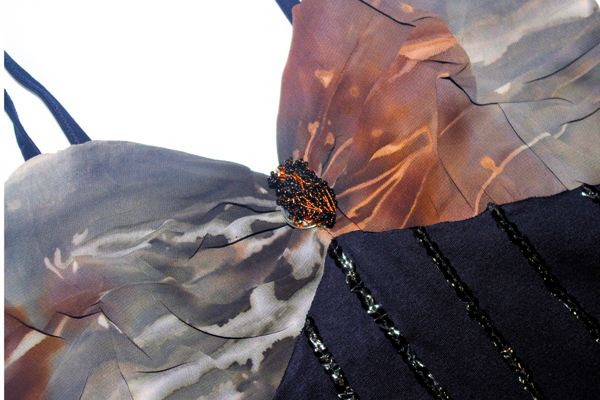 Muted Toned Sheer Cup & Black Sequin Cami