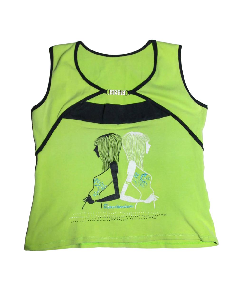 Y2K Lime Green Cut-Out Graphic Top