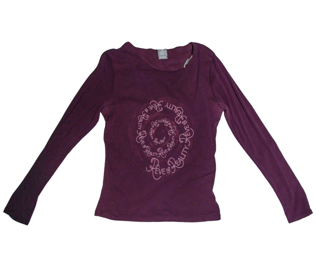 Purple Mesh Graphic Long Sleeve Top