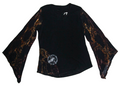 Witchy Grunge Flared Bat sleeved Mesh Top Velvet detailing