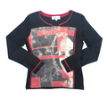 Black & Red Face Graphic Long Sleeve Top