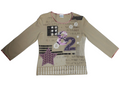 Beige Graphic Grunge Y2K Long Sleeve Patchwork Long Sleeve