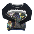 Black Knit Long Sleeve Graphic Top