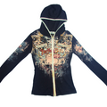 Black Grunge Vintage Graphic Zip-Up Hoodie