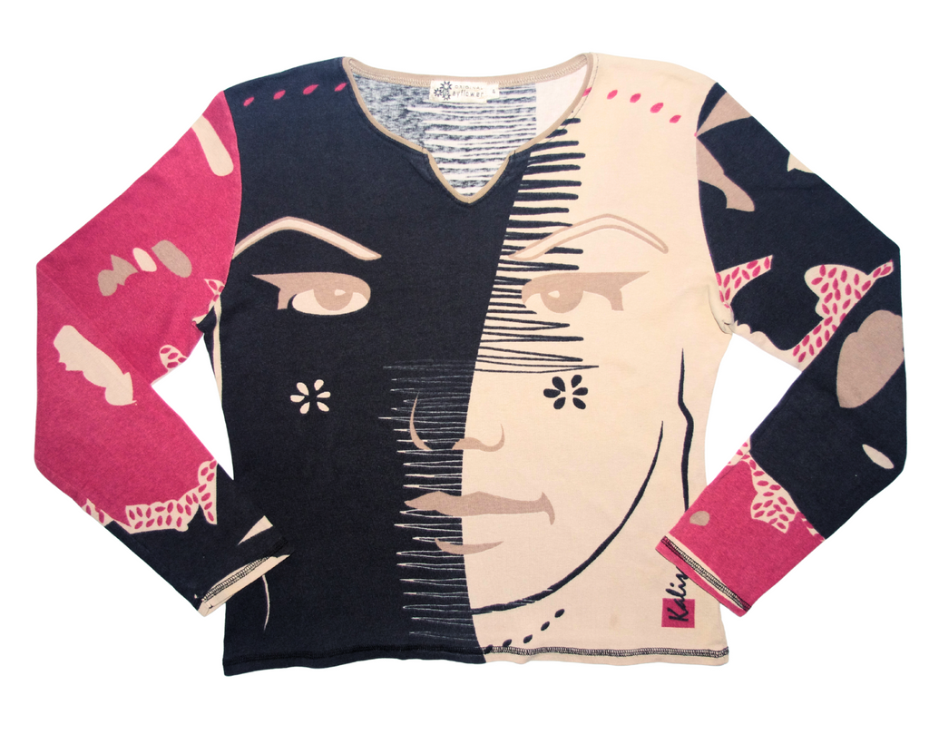 Abstract Face Graphic Long Sleeve Top