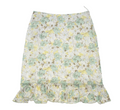 White Floral Y2K Midi Skirt with Green and Yellow Detailing