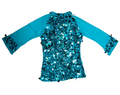 Y2K Blue Large Sequined Long Sleeve Mesh Top