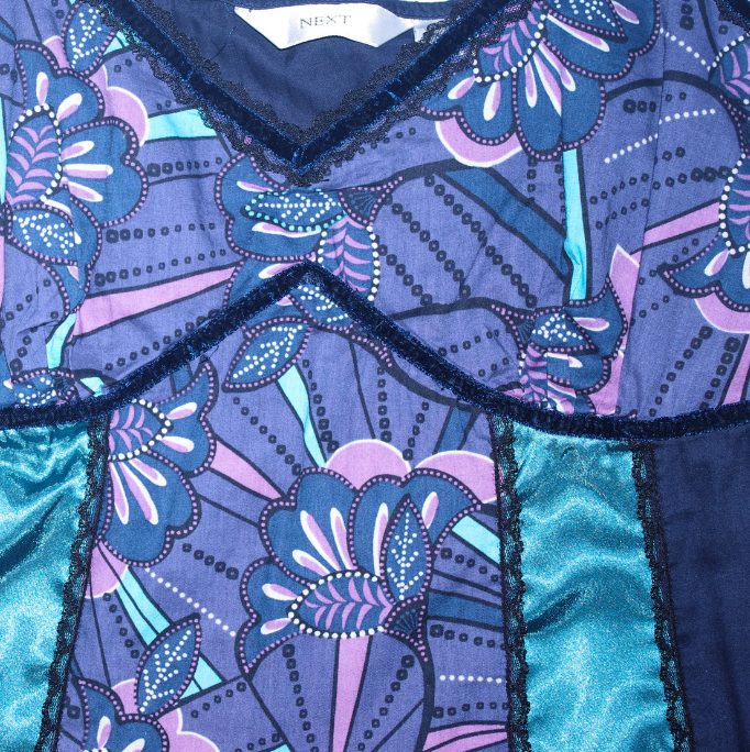 Blue Patterned Panelled Cami Top