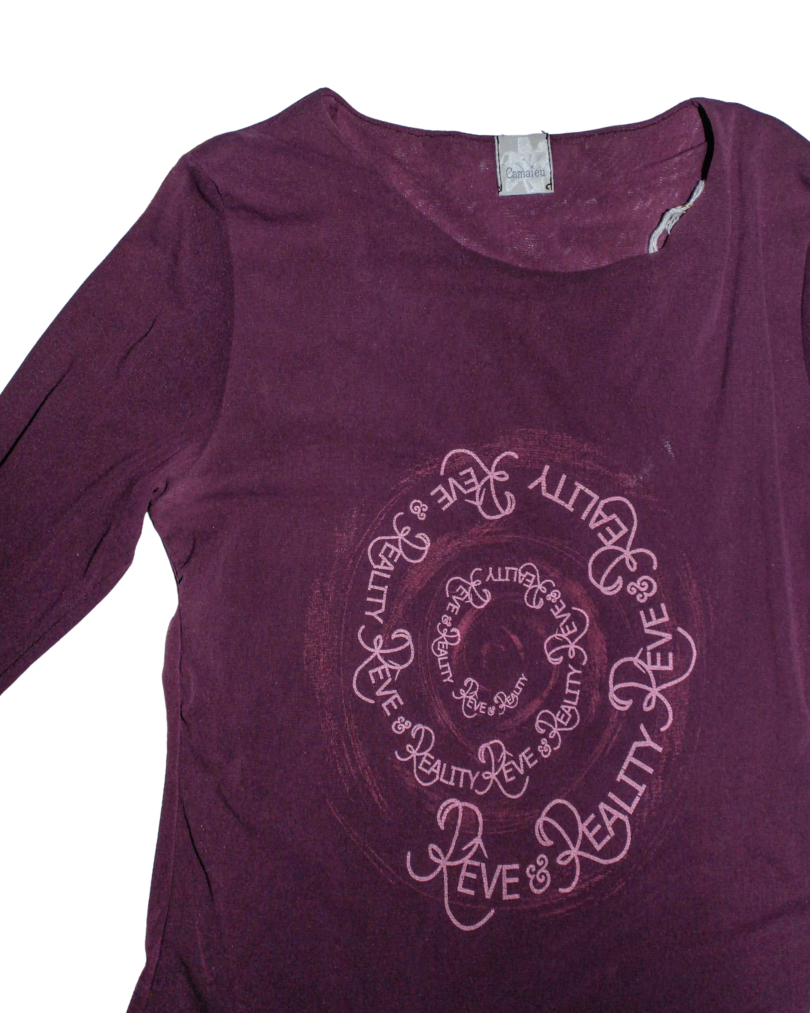 Purple Mesh Graphic Long Sleeve Top