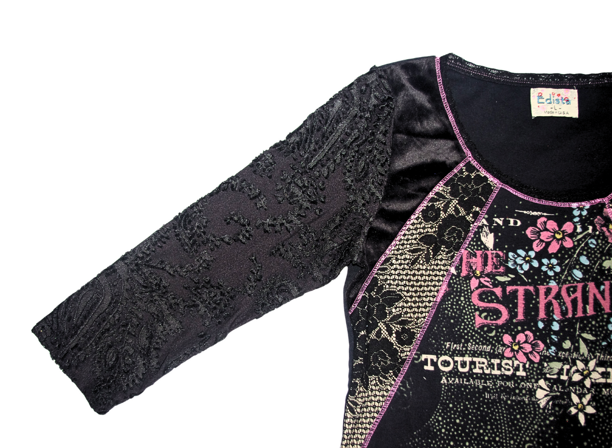 Y2K Edista Floral Lace Velvet Top