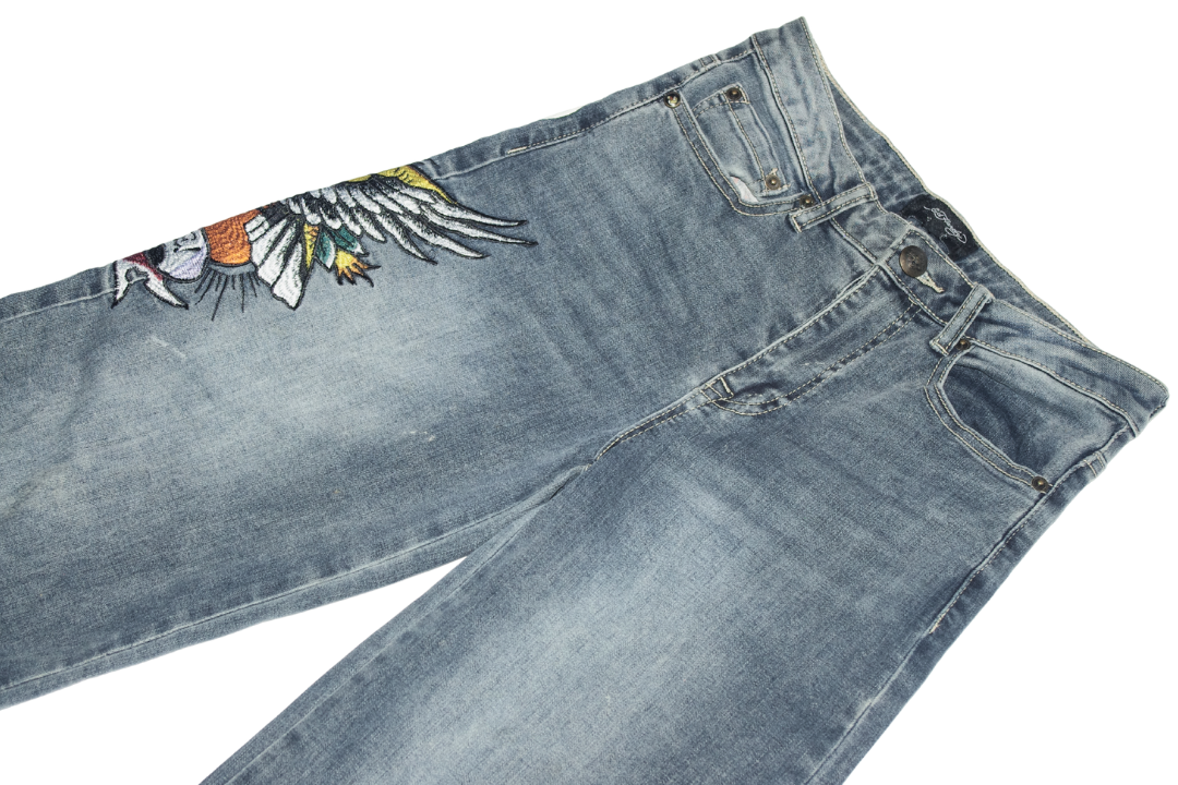 Ed Hardy Eagle Graphic Wide Leg Jeans