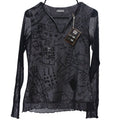 Grunge black mesh long sleeve graffiti top