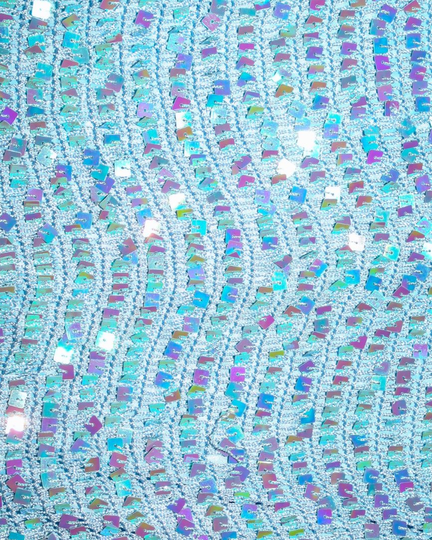 Blue Sequin Knit Sleeveless Top