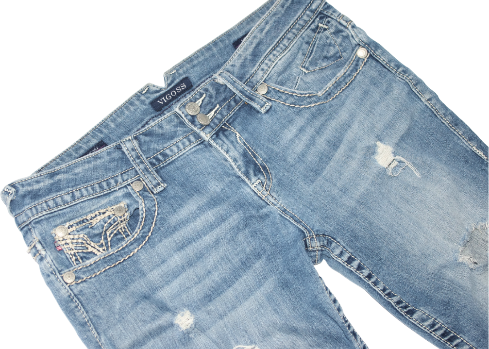 Vigoss Distressed Straight Leg Jeans