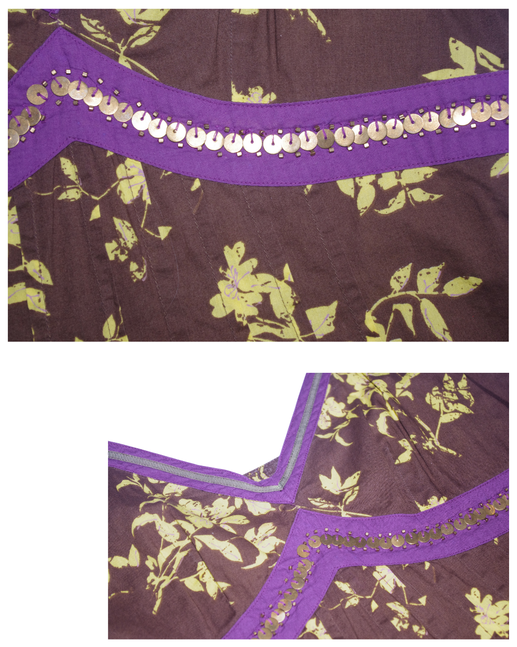 Brown Floral Embellished Cami Top