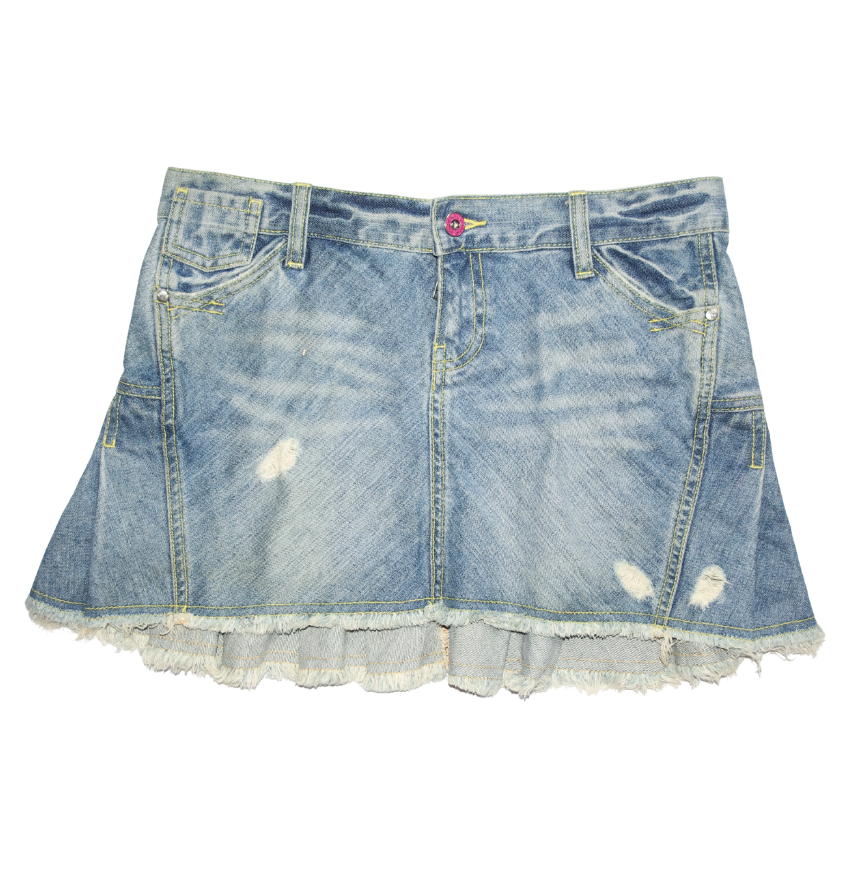 Y2K Animal Distressed Denim Mini Skirt