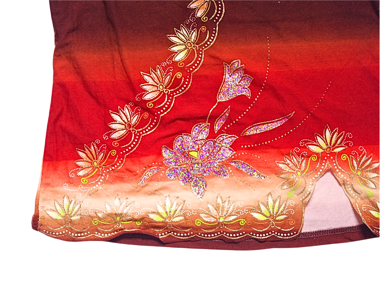 Hippie Red and Brown Gradient Floral Sparkly top