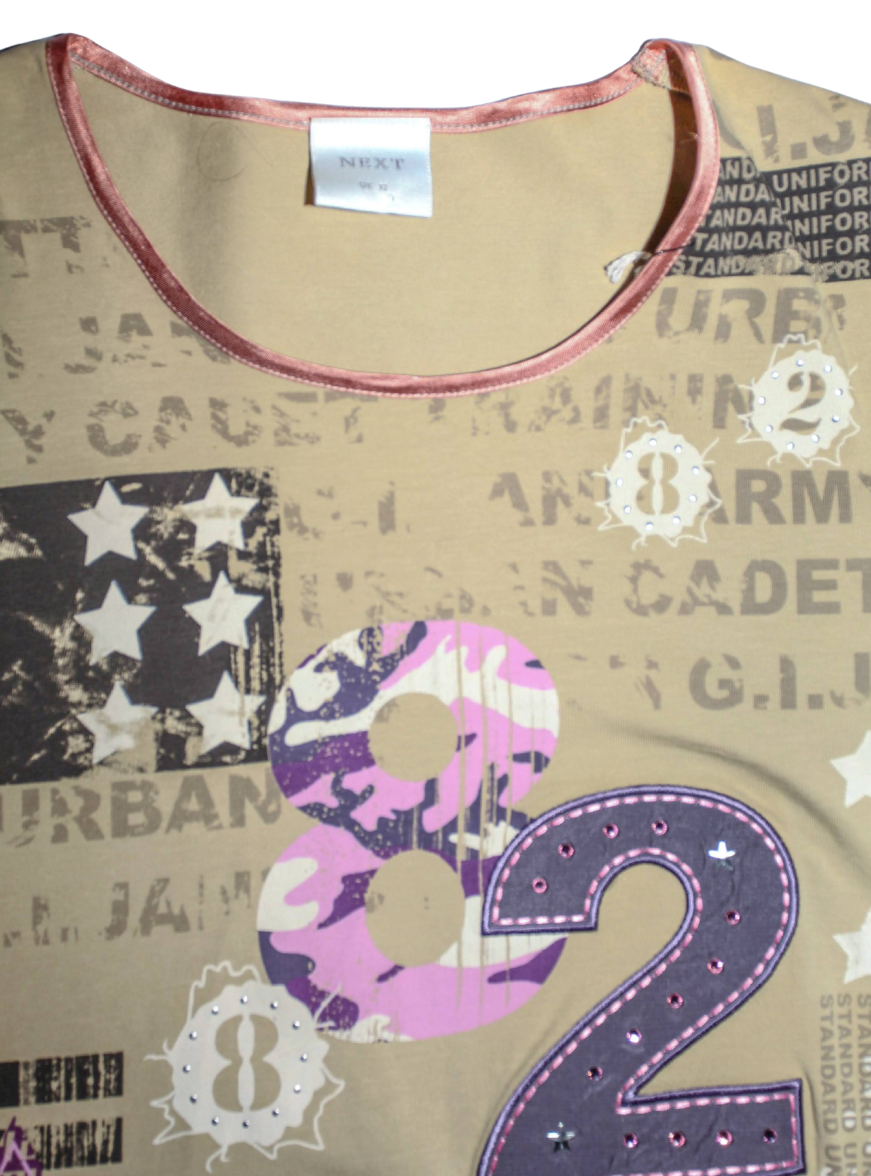 Beige Graphic Grunge Y2K Long Sleeve Patchwork Long Sleeve