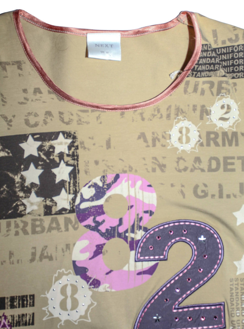 Beige Graphic Grunge Y2K Long Sleeve Patchwork Long Sleeve