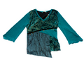 Teal Hippie Patchwork velvet flared sleeve top