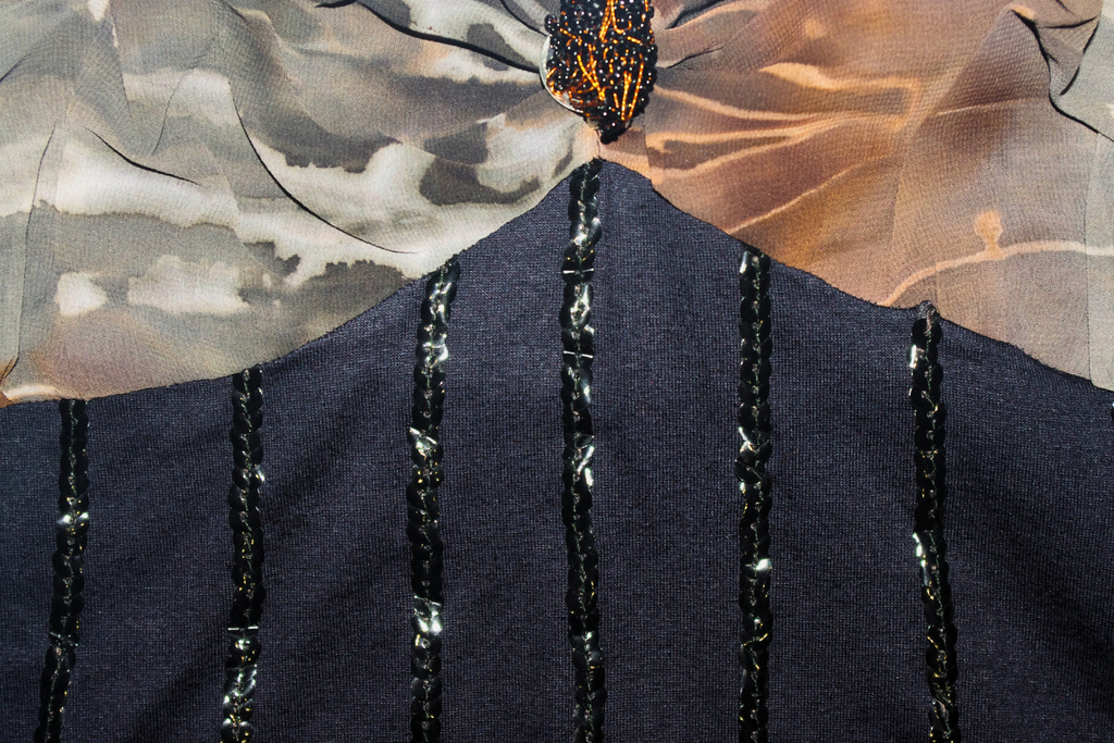 Muted Toned Sheer Cup & Black Sequin Cami