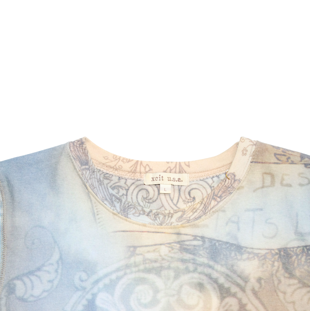 Y2K Pastel Tattoo Print High Neck T-Shirt