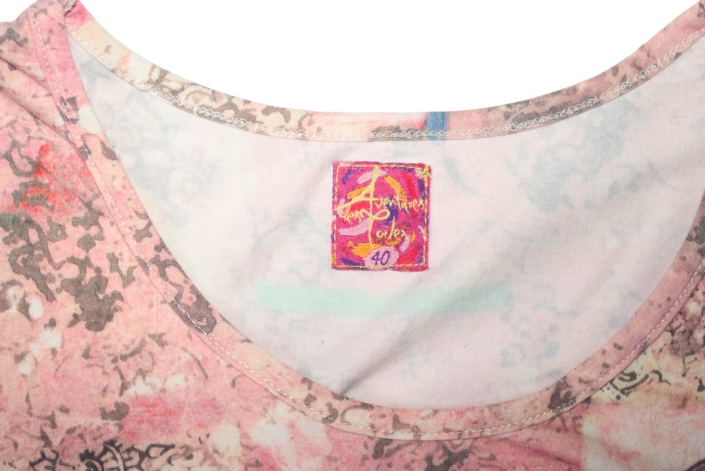 Aventures Des Toiles Pink Graphic Faded Long Sleeve Top