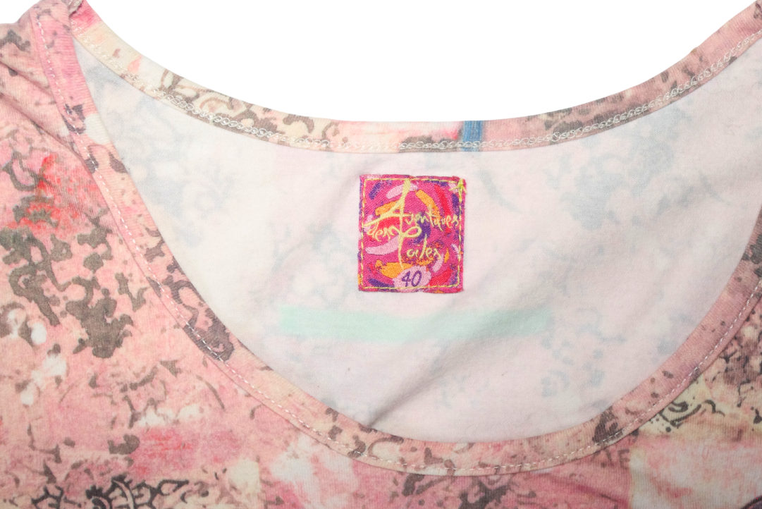 Aventures Des Toiles Pink Graphic Faded Long Sleeve Top