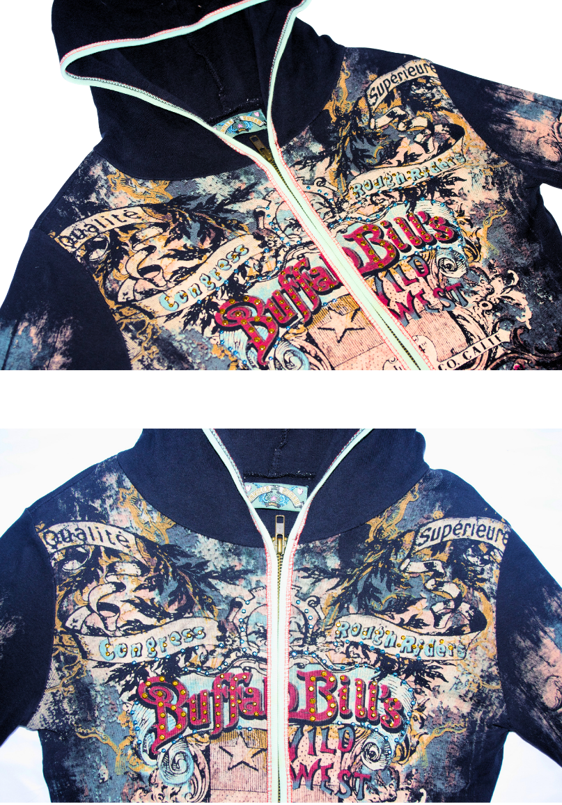 Black Grunge Vintage Graphic Zip-Up Hoodie