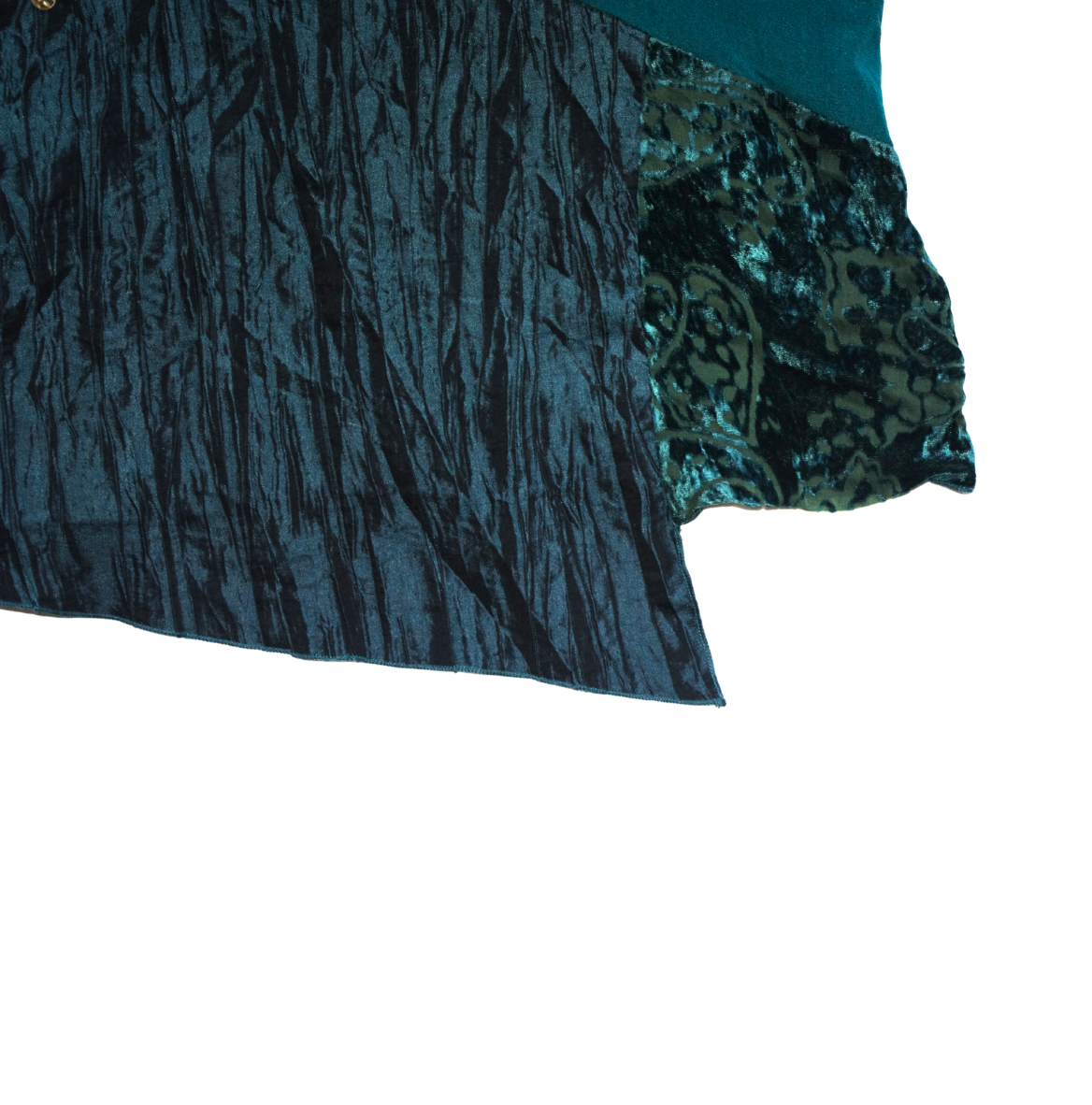 Teal Hippie Patchwork velvet flared sleeve top