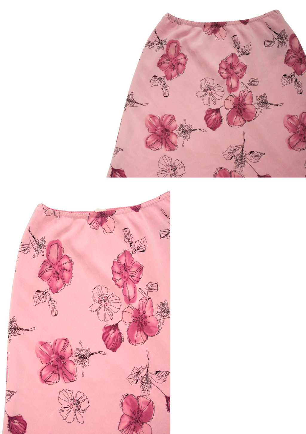 Baby Pink Floral 90s Ruffle Layered Skirt