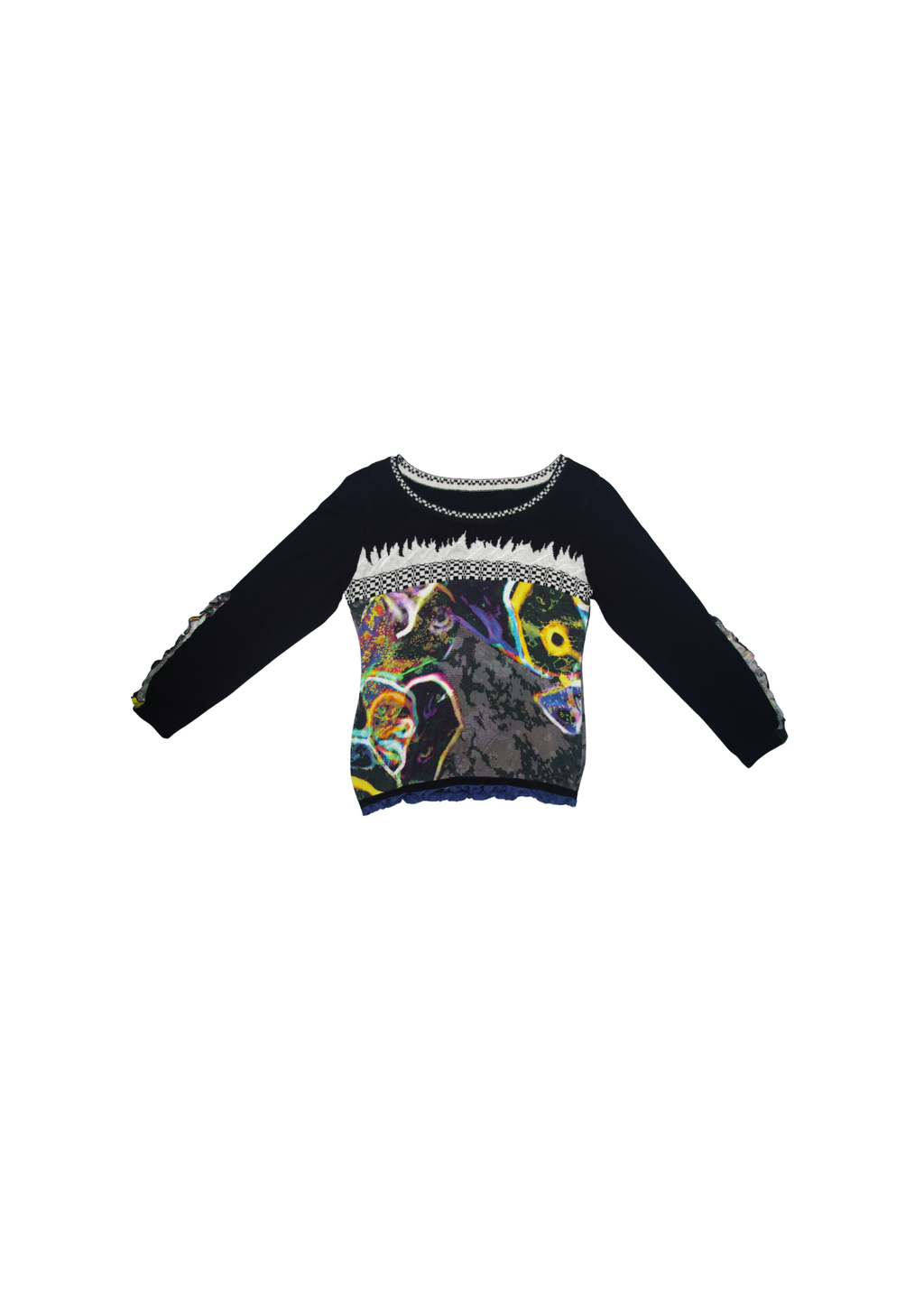 Black Knit Long Sleeve Graphic Top