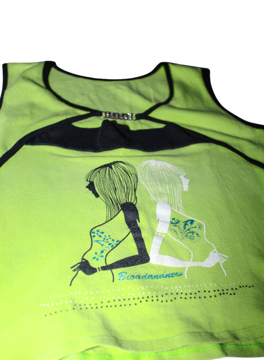 Y2K Lime Green Cut-Out Graphic Top