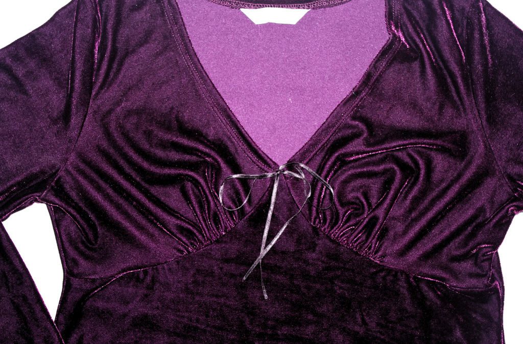 Witchy Velvet dark Purple V Neck Floaty top