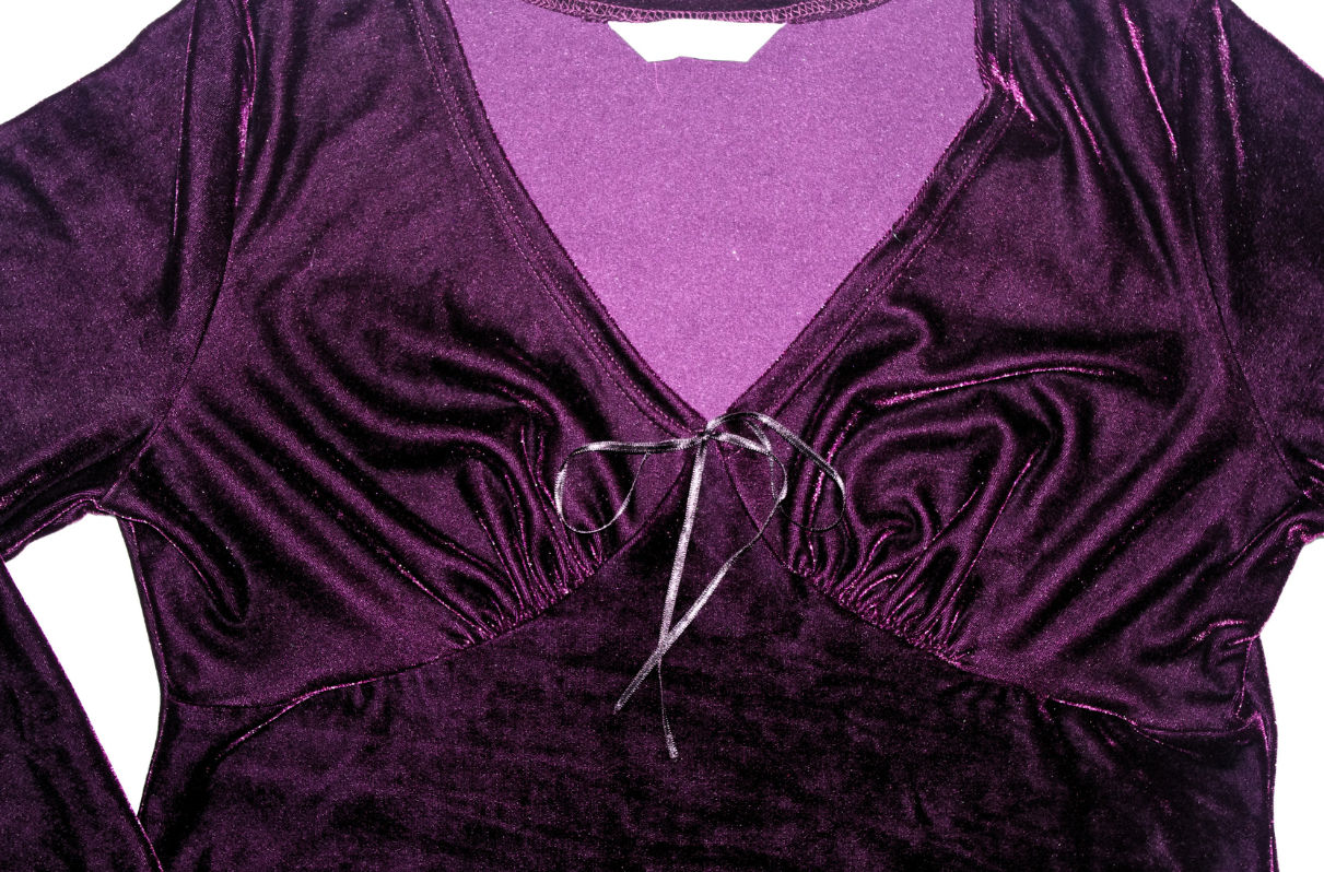 Witchy Velvet dark Purple V Neck Floaty top