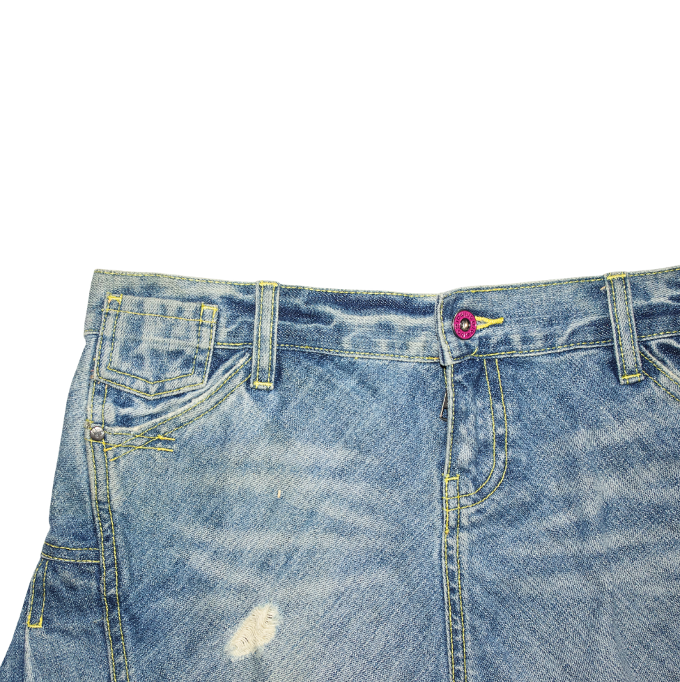 Y2K Animal Distressed Denim Mini Skirt