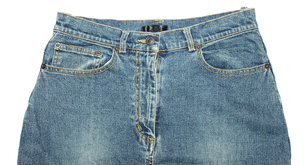 90s Denim Midi Straight Skirt with Warm Toned Beading Suns