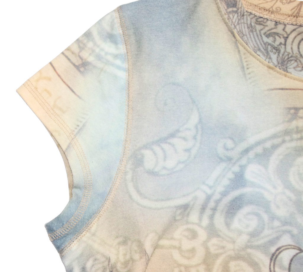 Y2K Pastel Tattoo Print High Neck T-Shirt
