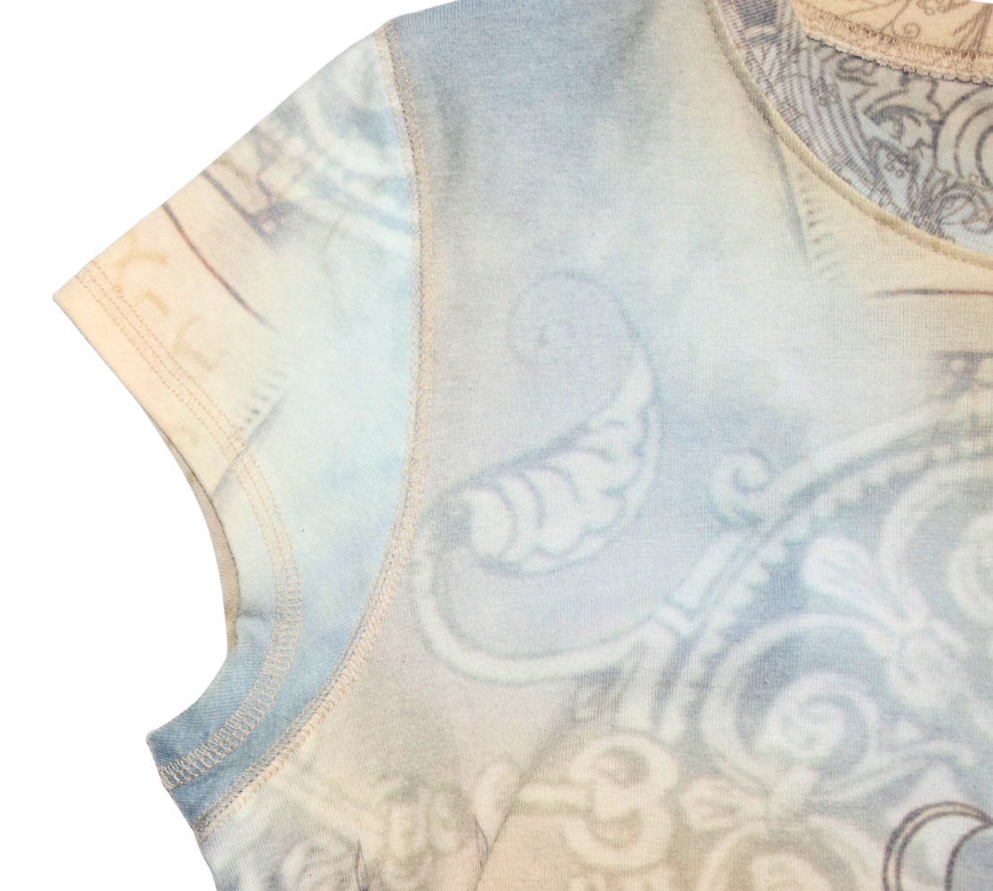 Y2K Pastel Tattoo Print High Neck T-Shirt